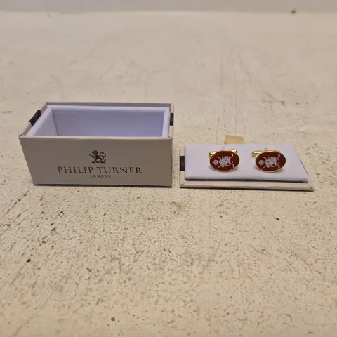 PHILIP TURNER LONDON CUFFLINKS β RED ENAMEL, BOXED