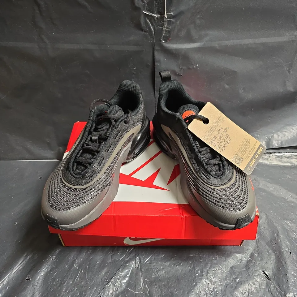 NIKE AIR MAX FIRE (GS) KIDS' SNEAKERS – BLACK/GREY WITH ORANGE ACCENTS – UK 3