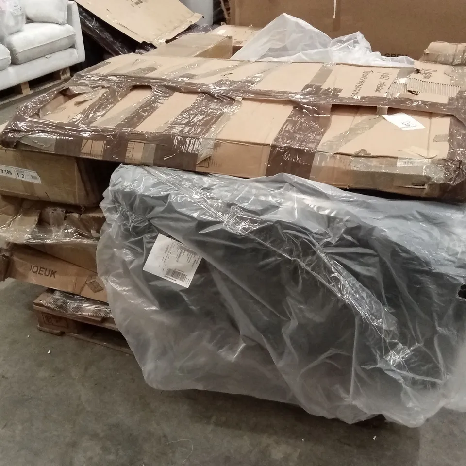PALLET OF ASSORTED DESIGNER FURNITURE PARTS AND PIECES 