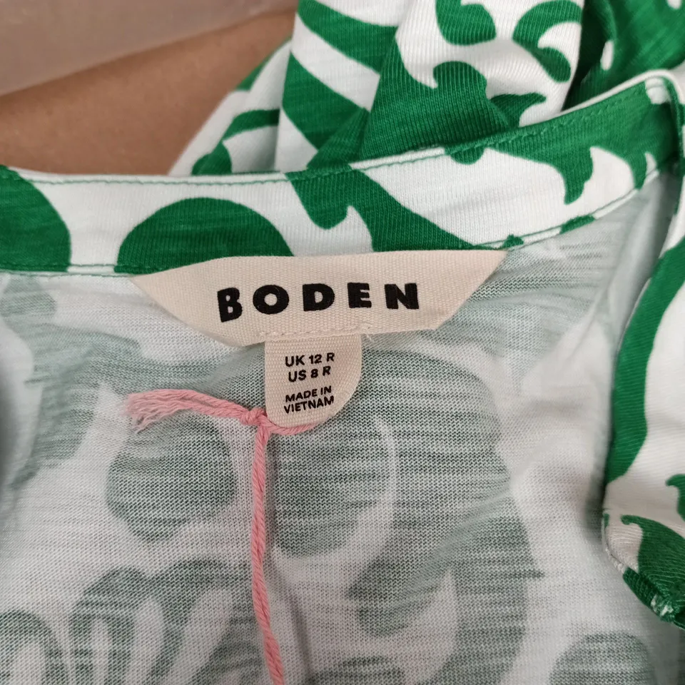 BODEN NAOMI JERSEY MIDI DRESS – GREEN FLORAL, UK 12R (US 8R)