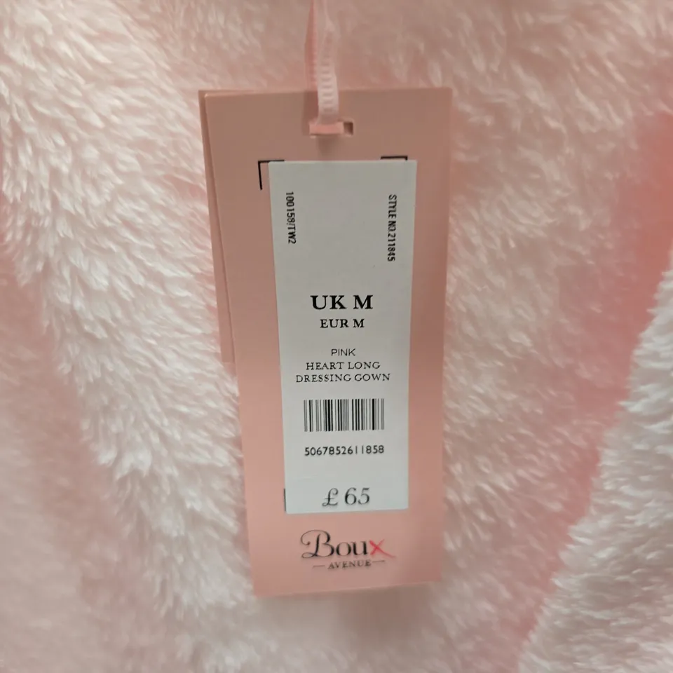 BOUX AVENUE PINK HEART LONG DRESSING GOWN, UK M