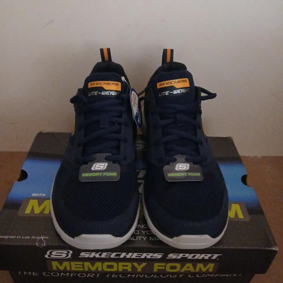 SKECHERS SPORT MEMORY FOAM TRAINERS – NAVY UK 7 