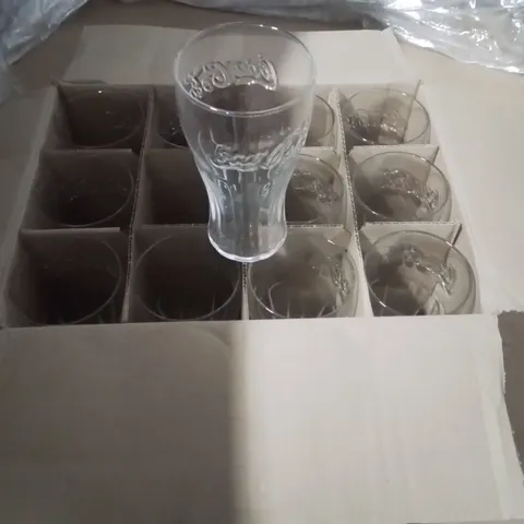 BOXED COCA COLA GENUINE CONTOUR GLASS 16 OZ APPROXIMATELY 24 PACK 