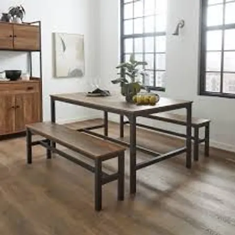 BOXED FULTON DINING BENCH SET - RUSTIC PINE EFFECT (1 BOX)