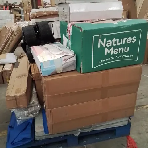 PALLET OF ASSORTED HOUSEHOLD GOODS AND PRODUCTS TO INCLUDE;FAN,PARASOL BASE,GRAVITY CHAIRS,CAMPING WAGON