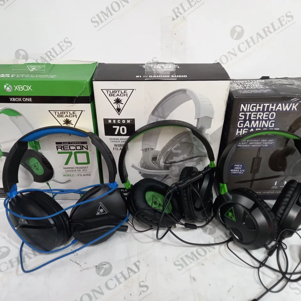 BOX OF SIX GAMING HEADSETS INCLUDING TURTLE BEACH AND NIGHTHAWK
