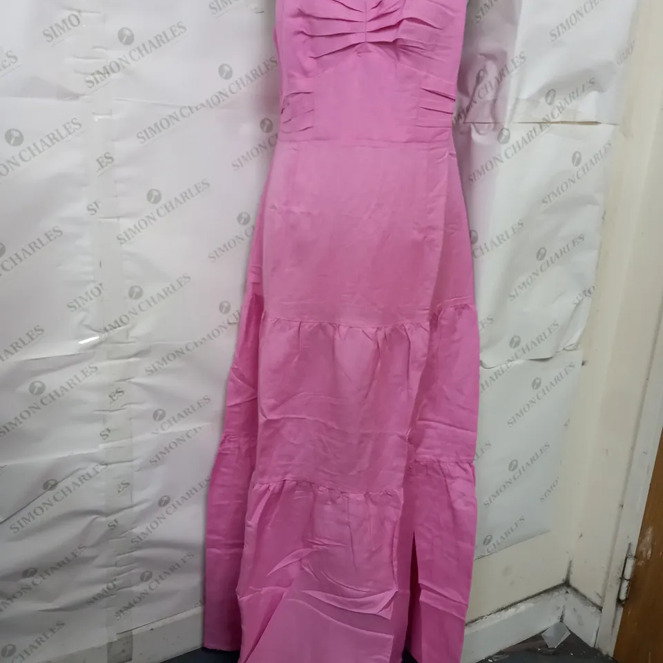 SOSANDAR CUT OUT LINEN MAXI DRESS IN PINK - SIZE 12