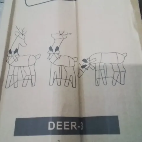 BOXED NEO SET OF 3 OUTDOOR DEER DECORATIONS 