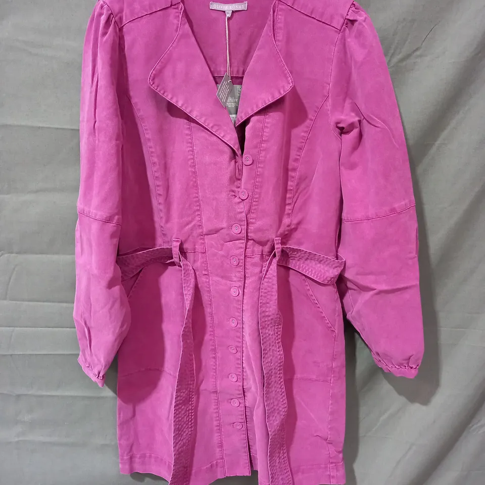 OLIVER BONAS WASHED COTTON PURPLE MINI DRESS - SIZE 10