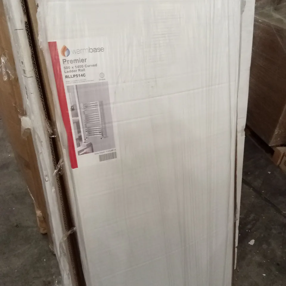 BOXED WARMBASE PREMIER CURVED LADDER RAIL, CHROME - 500 x 1400mm