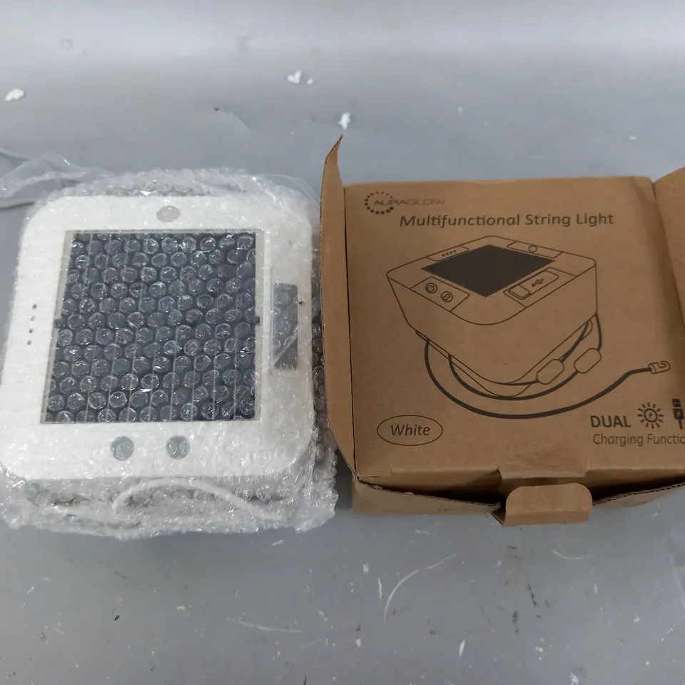 AURAGLOW WHITE USB & SOLAR RECHARGEABLE STRING LIGHTS