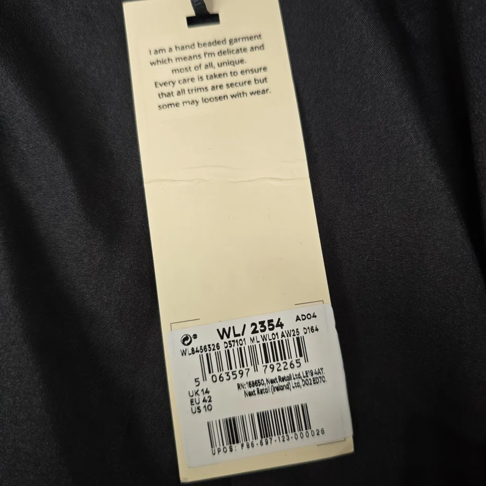 LOVE ROSES BLACK VELVET BEADED JACKET – UK 14 (EU 42; US 10)