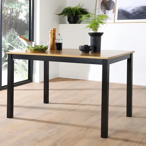 BOXED DESIGNER MILTON PAINTED BLACK & OAK DINING TABLE 120CM (1 BOX)