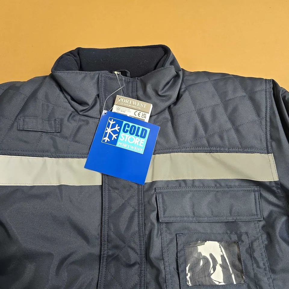 BRAND NEW COLD STORE JACKET IN NAVY - X-LARGE