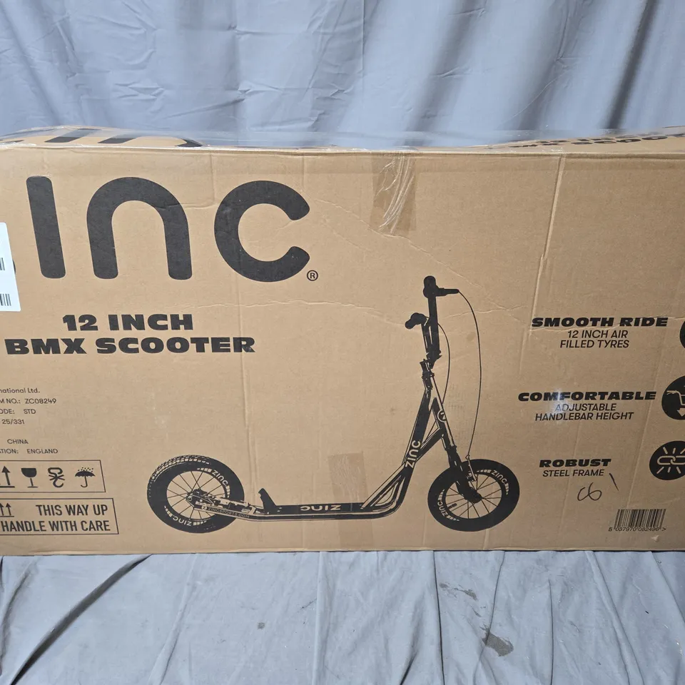 BOXED ZINC 12 INCH BMX SCOOTER IN NEOCHROME - COLLECTION ONLY