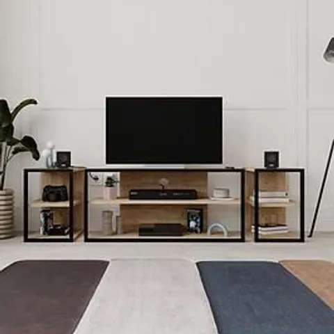 BOXED ECHO CORNER TV STAND - SAPPHIRE OAK (1 BOX)