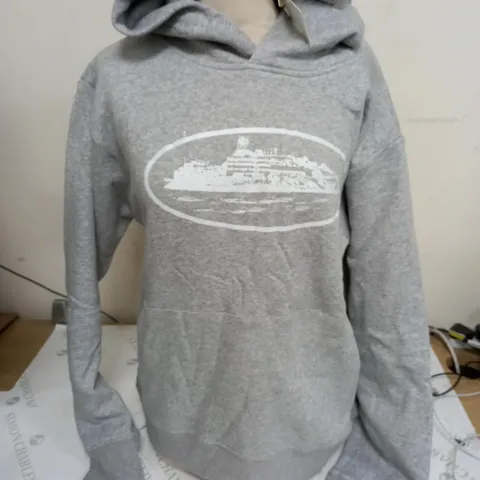 CORTEZ RULES THE WORLD LOGO PRINT HOODIE IN GREY - MEDIUM