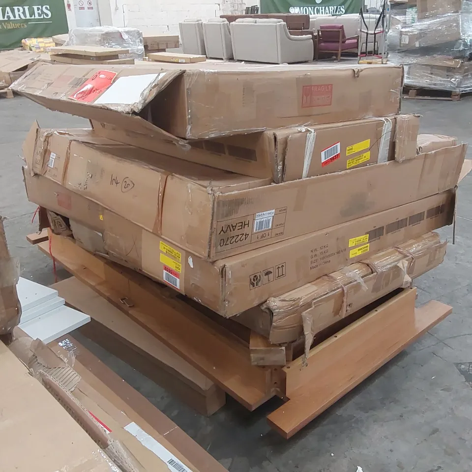 PALLET OF ASSORTED DESIGNER FURNITURE PARTS 