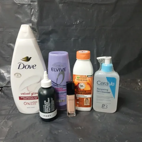 APPROXIMATEY 20 ASSORTED HEALTH AND BEAUTY PRODUCTS TO INCLUDE CERAVE RENEWING CLEANSER, INKEY SCALP TREATMENT AND DOVE BODY WASH