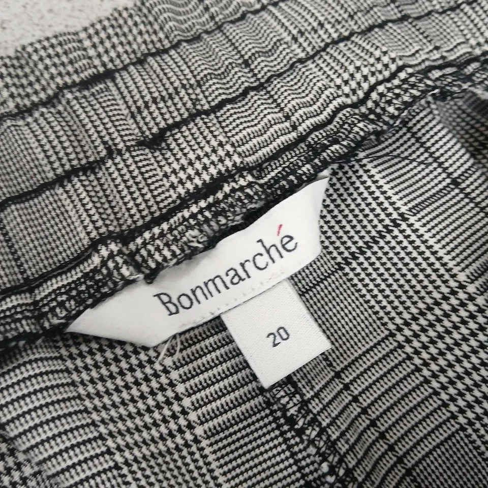 BONMARCHE WOMEN'S GREY CHECK TROUSERS, UK SIZE 20