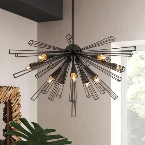 BOXED AKZEL 10-LIGHT SPUTNIK GEOMETRIC SUNBURST PENDANT LIGHT (1 BOX)