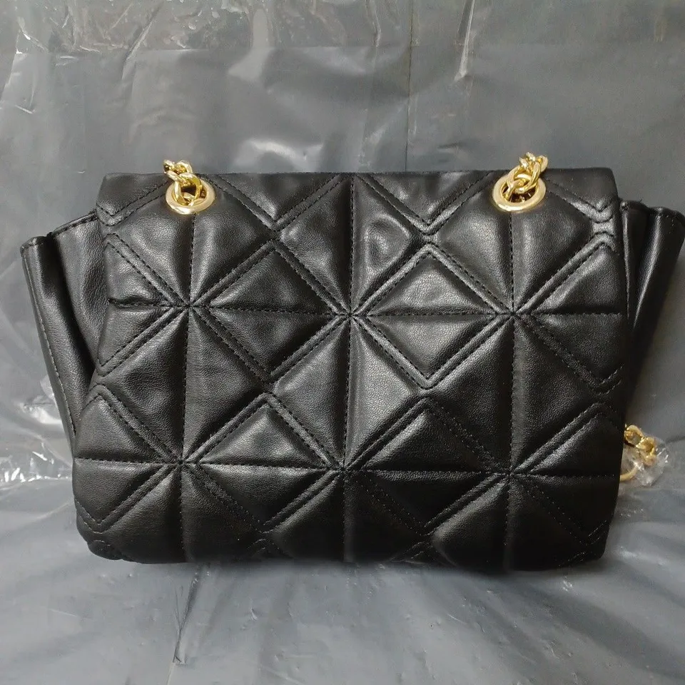 STUDIO BLACK QUILTED FAUX LEATHER HANDBAG BLACK