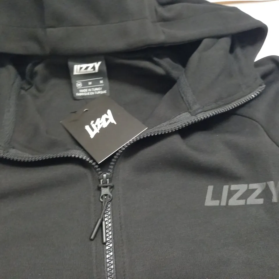 LIZZY BLACK ZIP THROUGH HOODIE - M