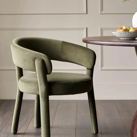 BOXED DANETTI ANYA OLIVE GREEN VELVET DINING CHAIR