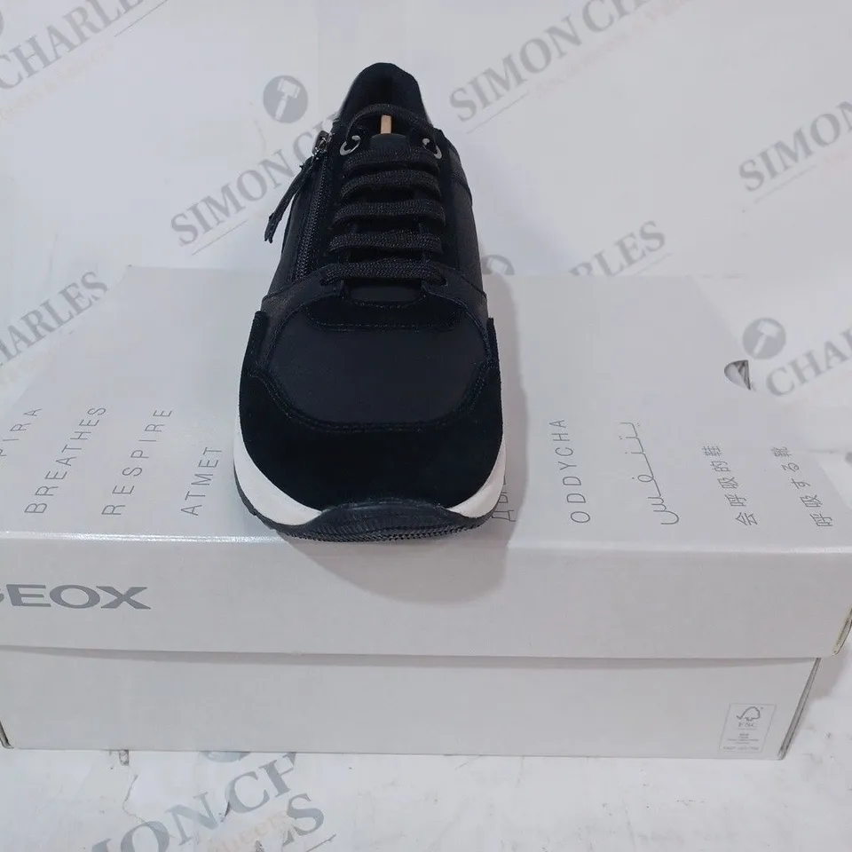 BOXED PAIR OF GEOX RESPIRA SHOES IN BLACK UK SIZE 6