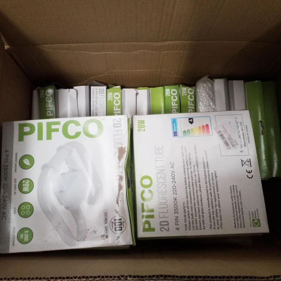 BOX CONTAINING APPROXIMATELY 29 PIFCO 2D FLUORESCENT TUBE LIGHTS