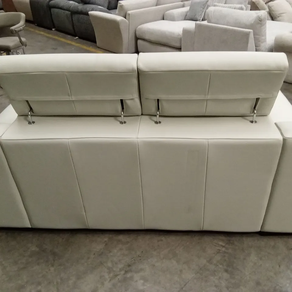 QUALITY DESIGNER ITALIAN MADE RICCARDO 2 SEATER LEATHER SOFA - ICE