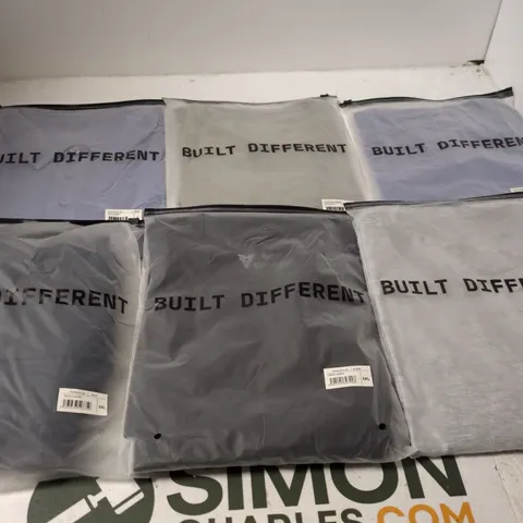 SET OF APPROXIMATELY 20 ASSORTED BUILT DIFFERENT T-SHIRTS/SHIRTS IN VARIOUS COLOURS AND SIZES