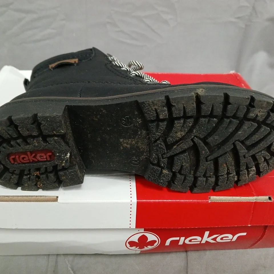 RIEKER BLACK LEATHER WOMEN'S ANKLE BOOTS - SIZE 37