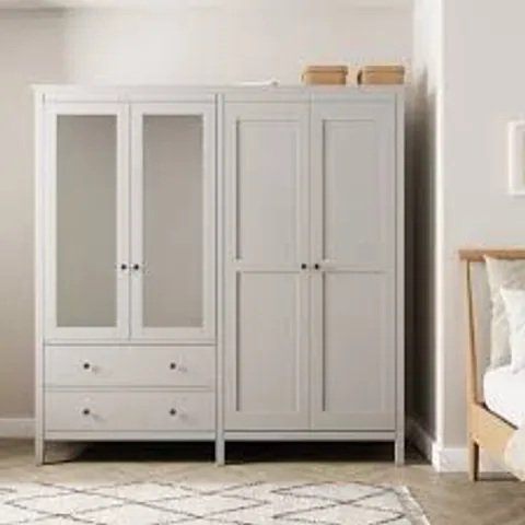 BOXED LYNTON 4 DOOR WARDROBE - GREY (3 BOXES)