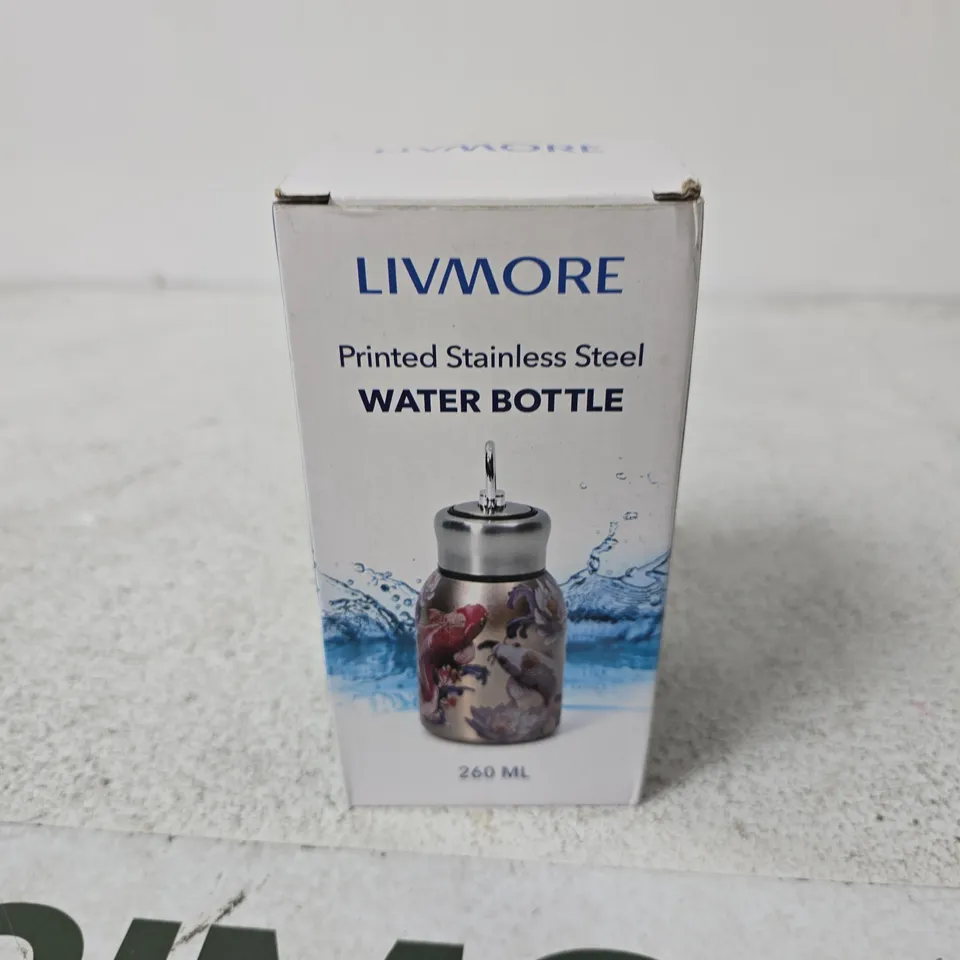 LIVMORE PRINTED STAINLESS STEEL WATER BOTTLE – 260 ML