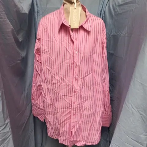 MISSY PINK STRIPED LONG SLEEVE SHIRT - UK 14