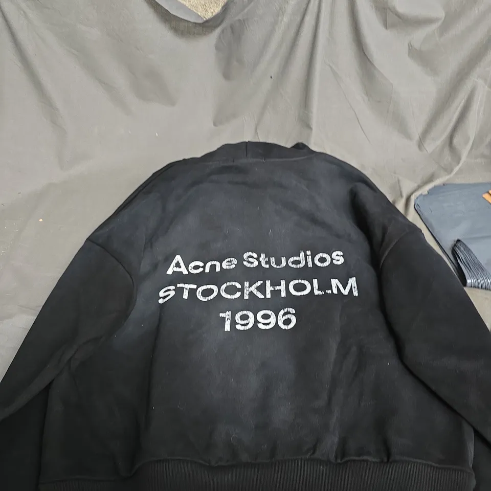 ACNE STUDIOS BLACK HOODIE STOCKHOLM 1996 PRINT UK S