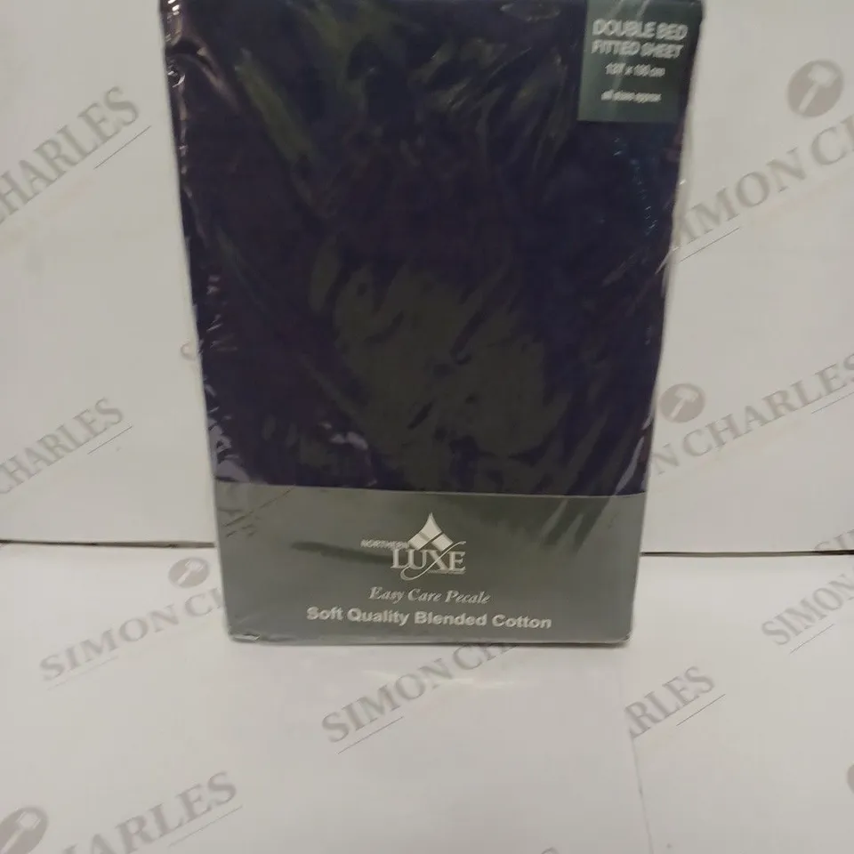 NORTHERN LUXE NAVY BLUE DOUBLE BED FITTED SHEET SOFT QUALITY 