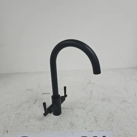MATTE BLACK GOOSENECK KITCHEN TAP WITH TWIN LEVER HANDLES