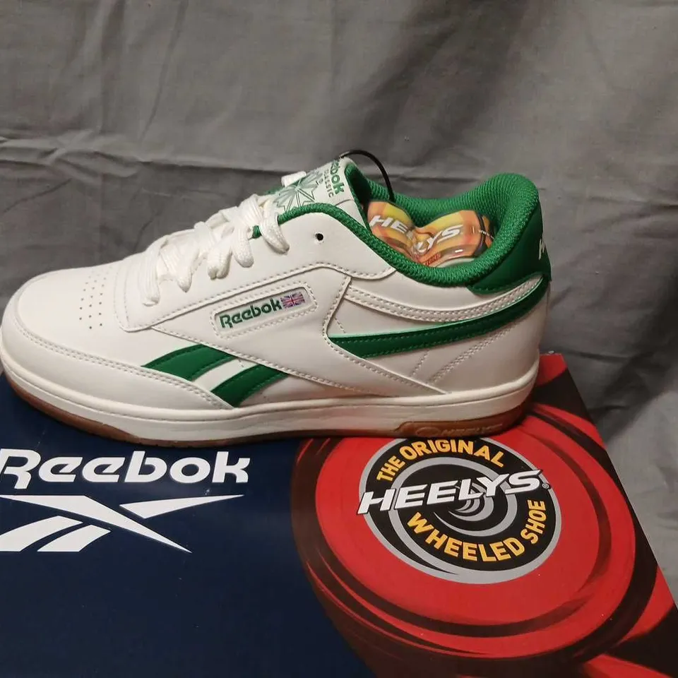 REEBOK HEELYS CLASSIC KIDS' SNEAKERS – WHITE/GREEN, UK 6 (US 7, EUR 39)