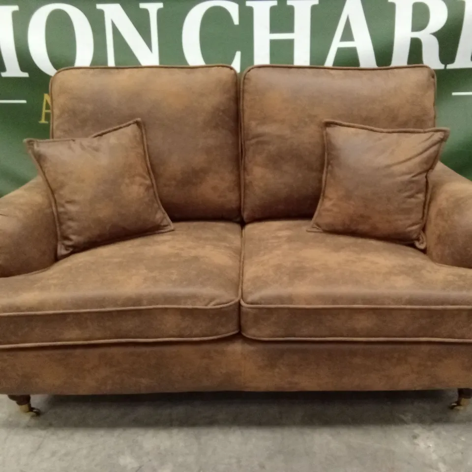 ROSALIND WHEELER CRYSTIL 2 SEATER UPHOLSTERED COMPACT SOFA - BROWN RRP £999