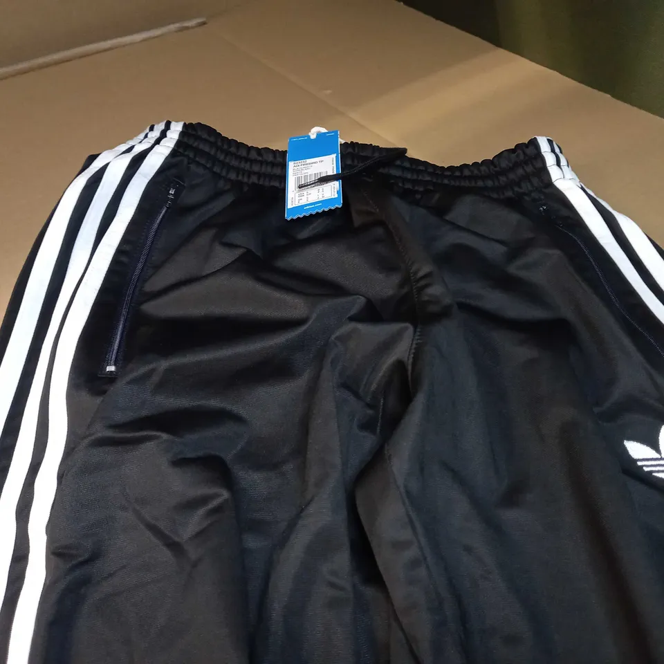 ADIDAS BLACK/WHITE TRACK BOTTOMS - SMALL