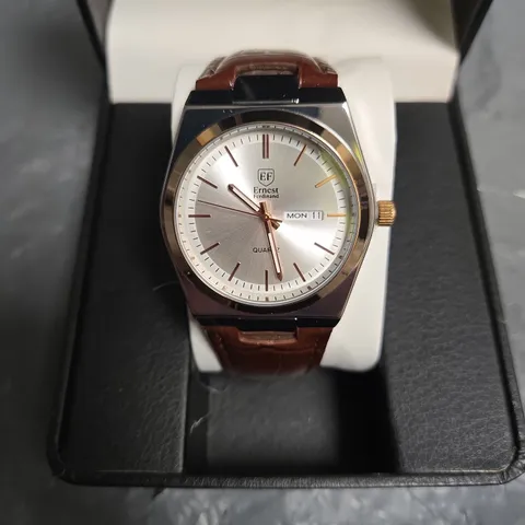 ERNEST FERDINAND QUARTZ WRISTWATCH – BROWN LEATHER STRAP