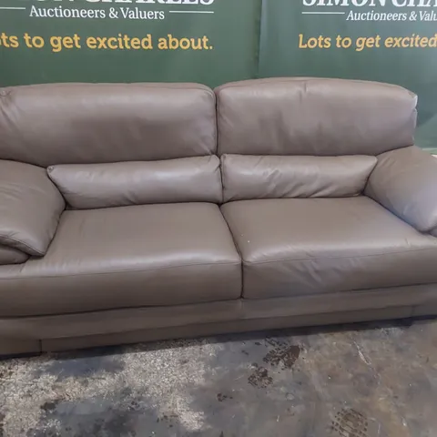 QUALITY ITALIAN DESIGNER CORDOBA LARGE THREE SEATER SOFA MUSHROOM LEATHER