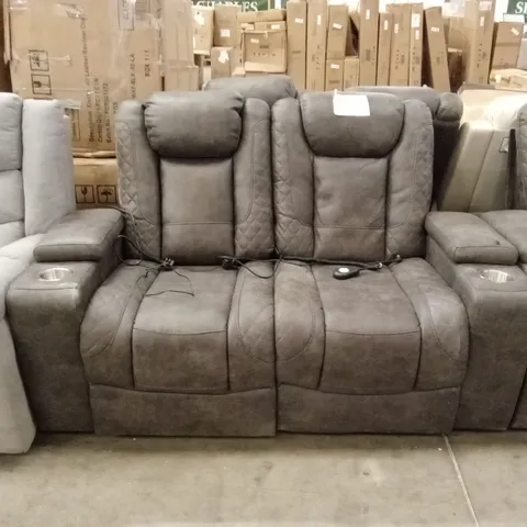 DESIGNER 2 SEATER LEATHER-LOOK POWER RECLINER CINEMA STYLE SOFA 