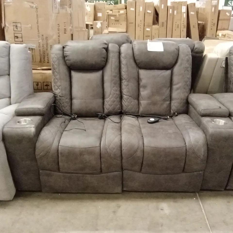 DESIGNER 2 SEATER LEATHER-LOOK POWER RECLINER CINEMA STYLE SOFA 