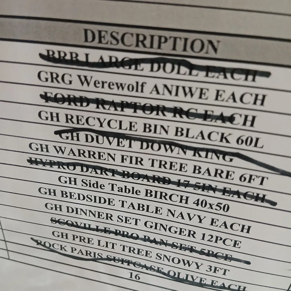 PALLET OF APPROXIMATELY NINE ASSORTED PRODUCTS TO INCLUDE; RECYCLE BIN, PRE LIT TREE SNOWY, DINNER SET AND BEDSIDE TABLE