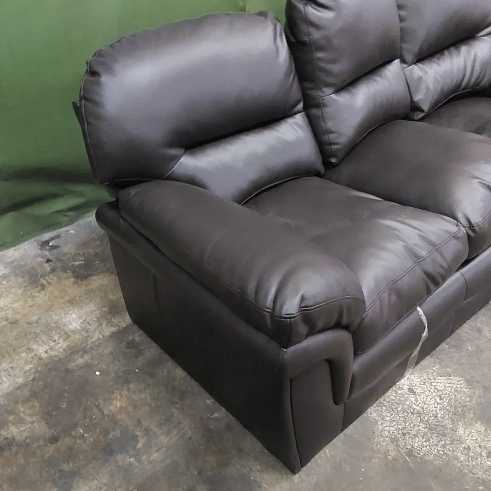 DESIGNER 3-SEATER IN DARK BROWN LEATHER 