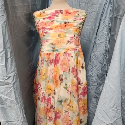 NOBODY'S CHILD ALICE MIDAXI DRESS – MULTI-COLOUR FLORAL, UK 14 (EU 42, USA 10)