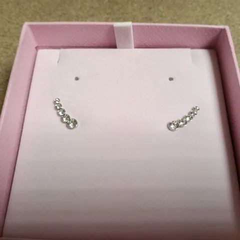 SWAROVSKI CRYSTAL RHINESTONE STUD EARRINGS IN PINK PRESENTATION BOX
